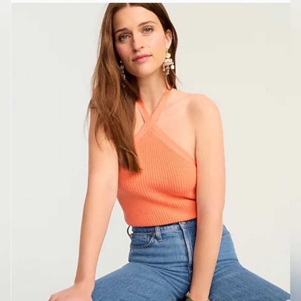 JCrew Orange Halter Sweater NWT 2X